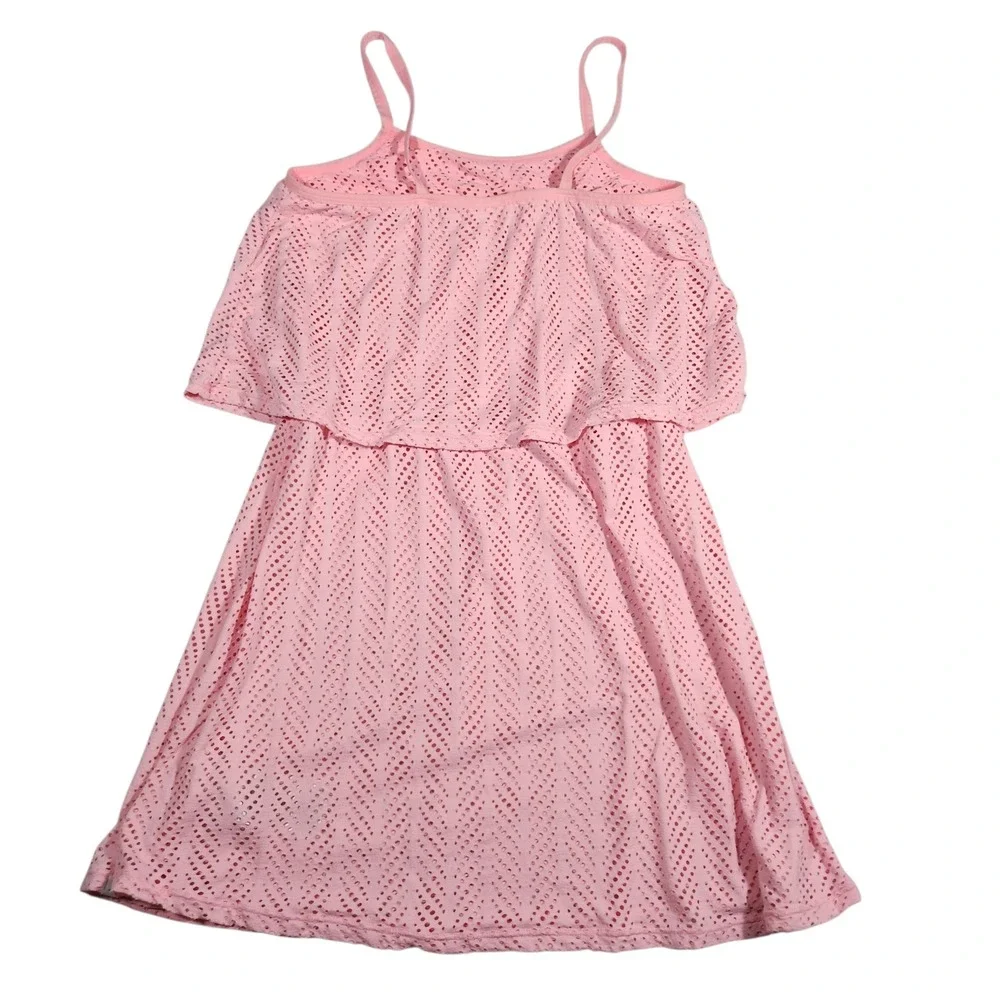Hurley Girls XL Pink Crochet Eyelet Swim Cover Up Dress Beach Vacation Resort